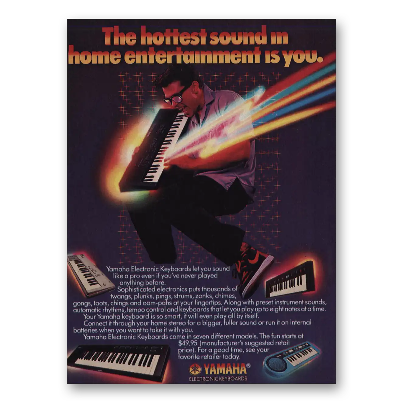 1985 Yamaha Keyboards Hottest Sound Home Entertainment Vintage Magazine Print Ad