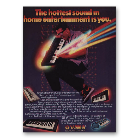 1985 Yamaha Keyboards Hottest Sound Home Entertainment Vintage Magazine Print Ad