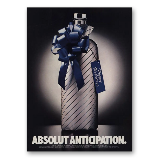 1986 Absolut Vodka Absolut Anticipation Vintage Magazine Print Ad