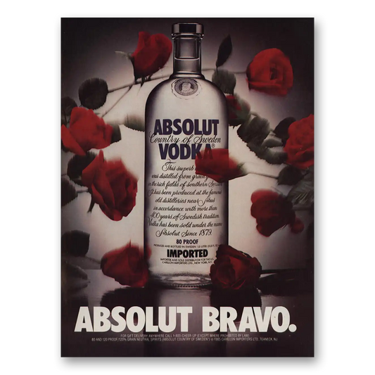 1986 Absolut Vodka Absolut Bravo Vintage Magazine Print Ad