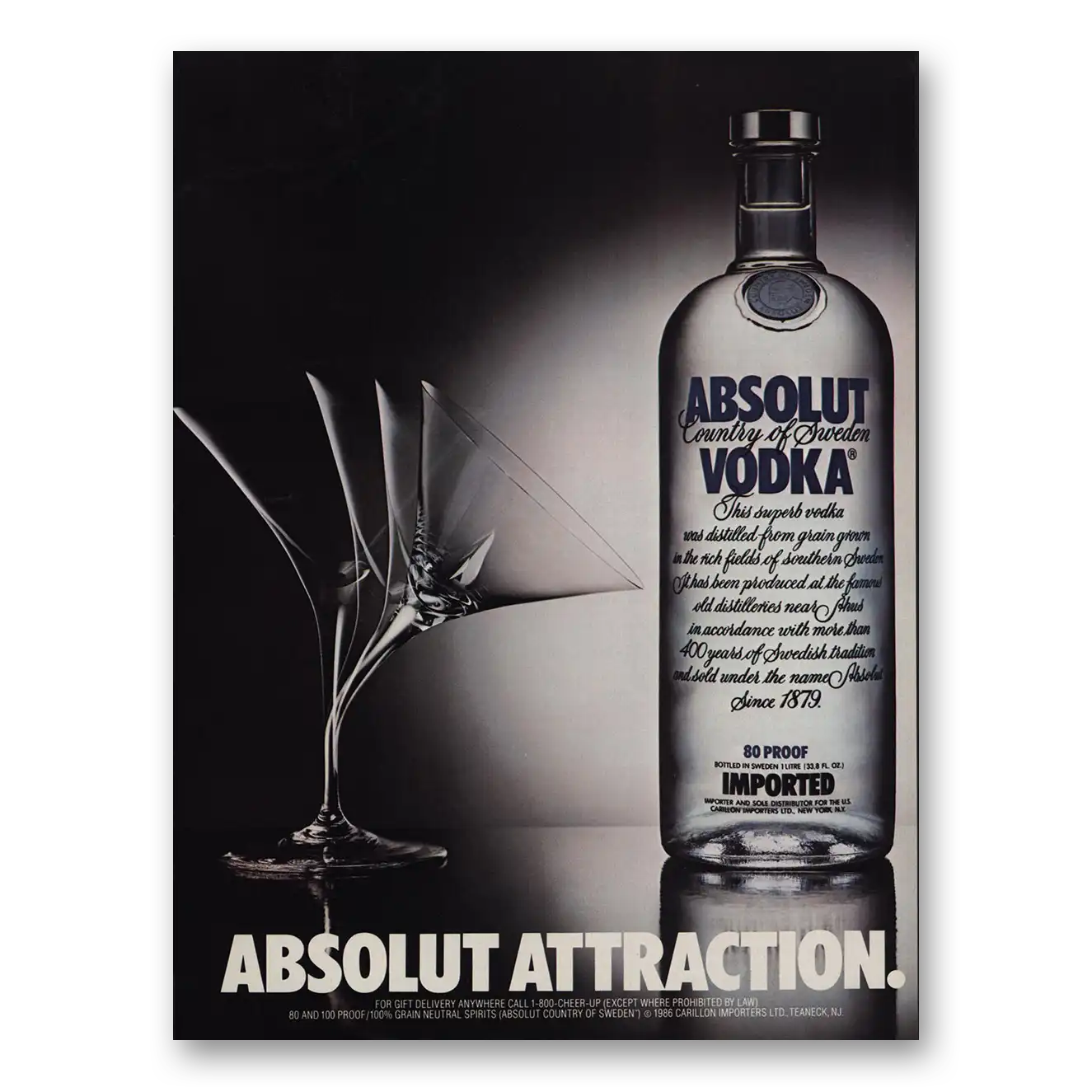 1986 Absolut Vodka Absolut Attraction Vintage Magazine Print Ad