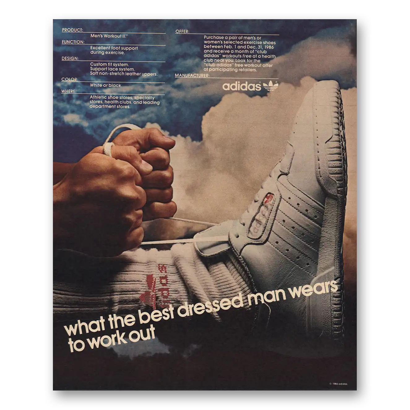 1986 Adidas Shoes What Best Dressed Man Wears Vintage Magazine Print Ad