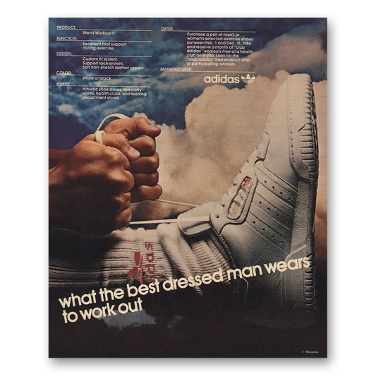 1986 Adidas Shoes What Best Dressed Man Wears Vintage Magazine Print Ad