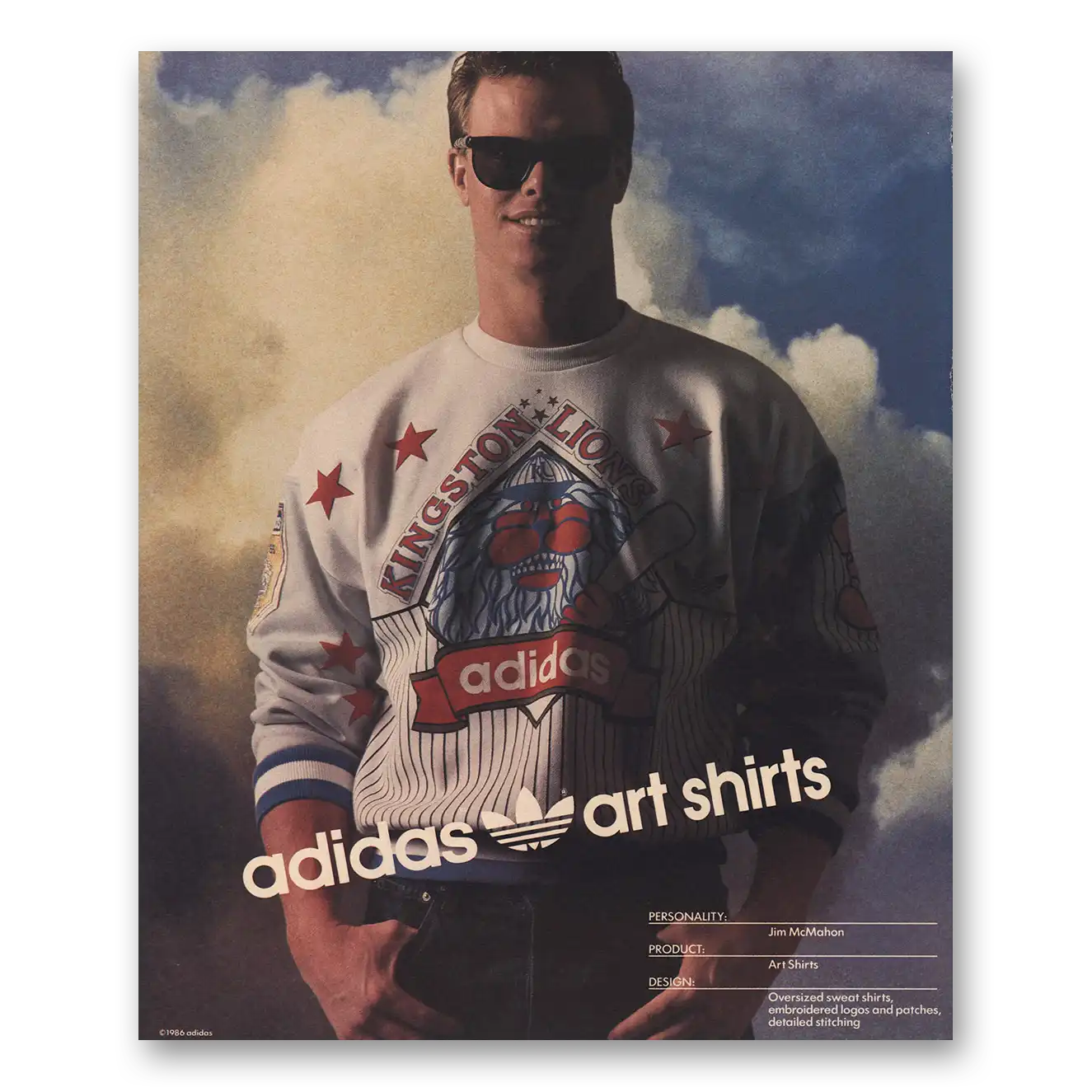 1986 Adidas Art Shirts Art Shirts Jim McMahon Chicago Bears Vintage Magazine Print Ad