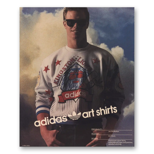 1986 Adidas Art Shirts Art Shirts Jim McMahon Chicago Bears Vintage Magazine Print Ad