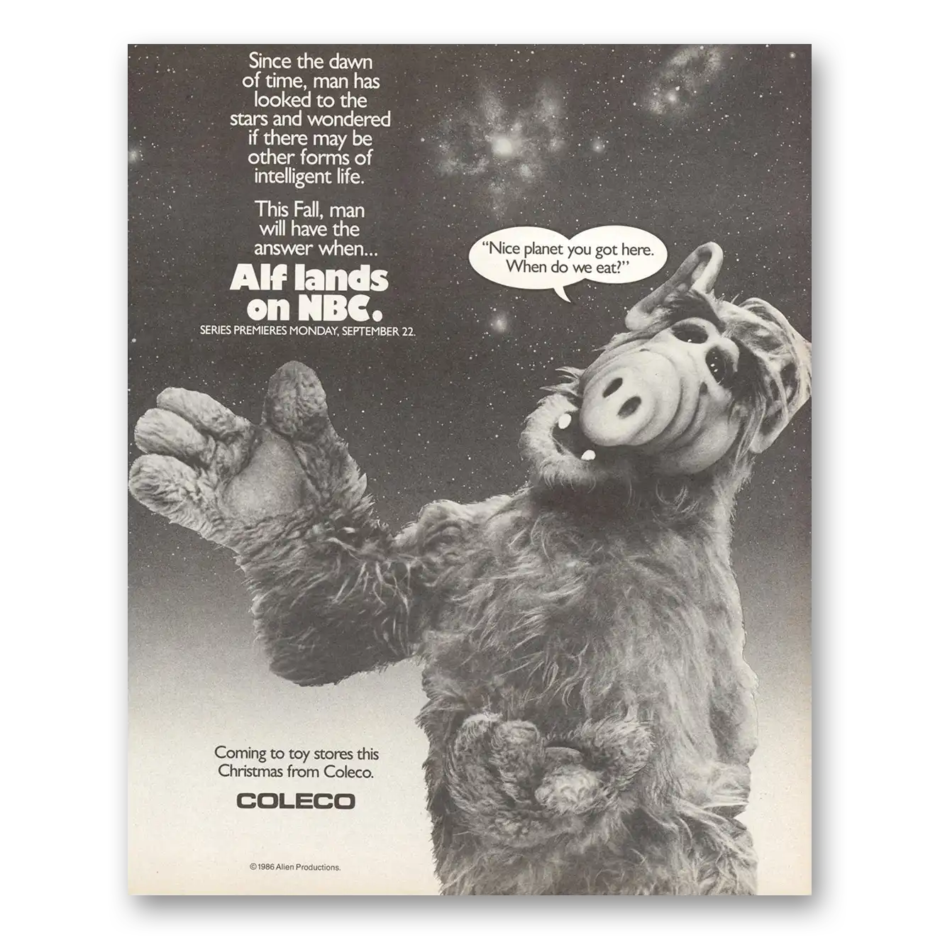 1986 Alf Promo Nice Planet You Got Here Vintage Magazine Print Ad