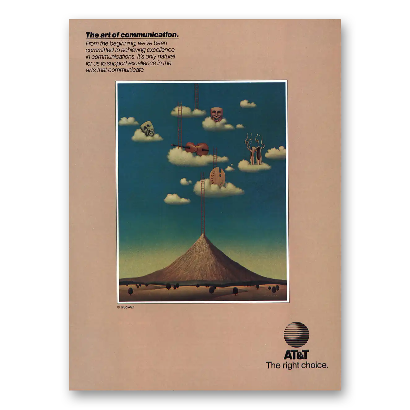 1986 AT&T Art of Communication Vintage Magazine Print Ad