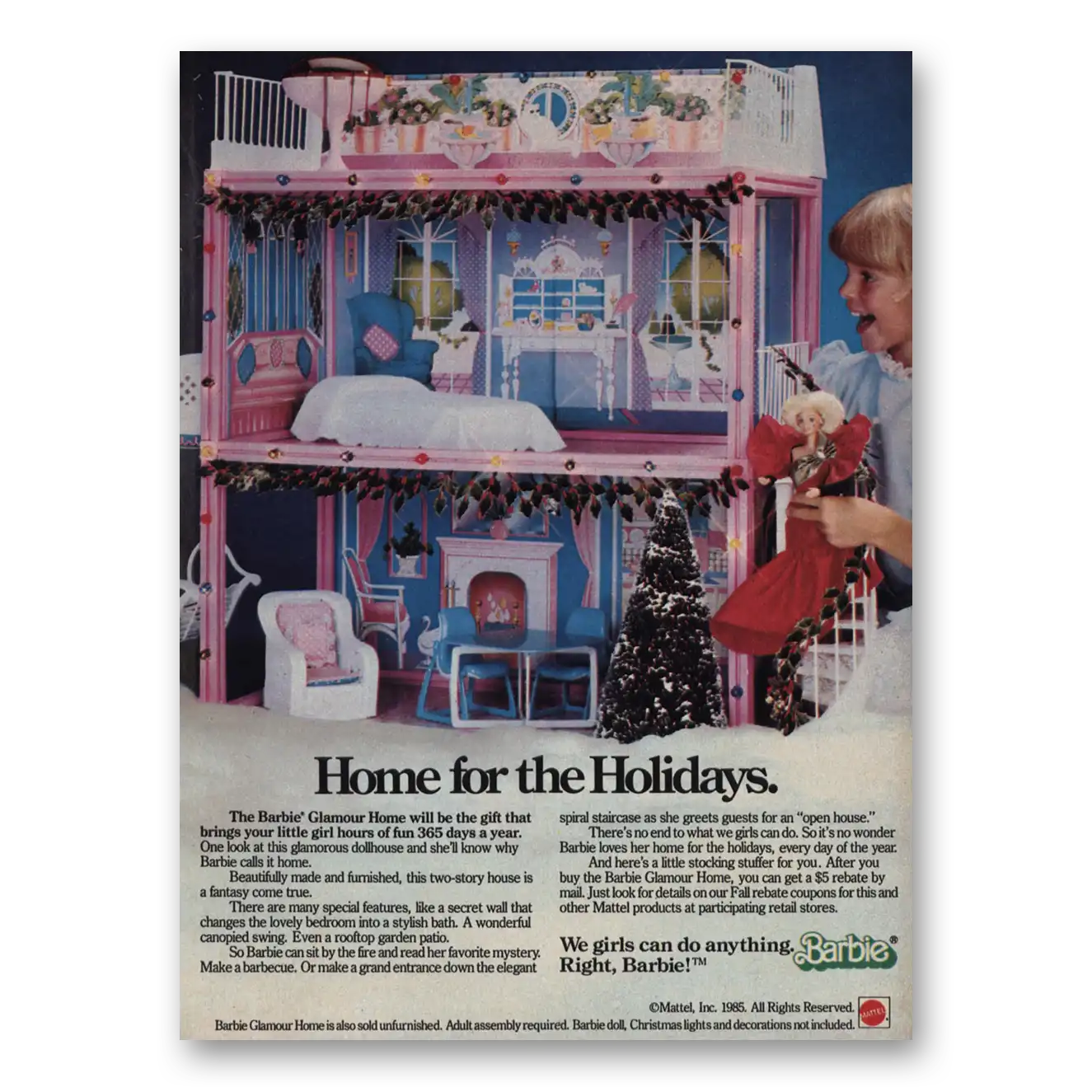 1986 Barbie Glamour Home Home for the Holidays Vintage Magazine Print Ad