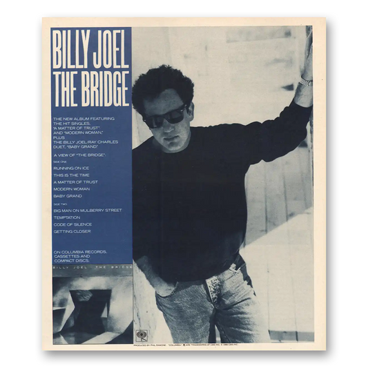 1986 Billy Joel Promo Bridge Vintage Magazine Print Ad