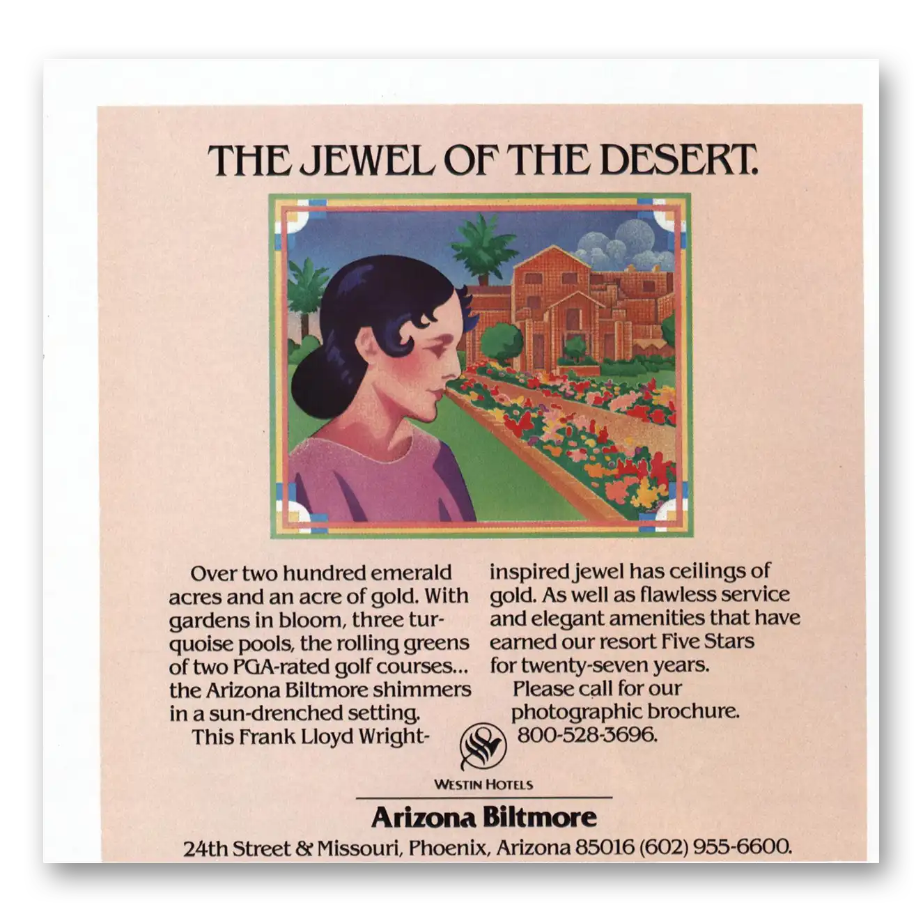 1986 Arizona Biltmore Hotel Jewel of the Desert Vintage Magazine Print Ad