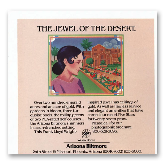 1986 Arizona Biltmore Hotel Jewel of the Desert Vintage Magazine Print Ad