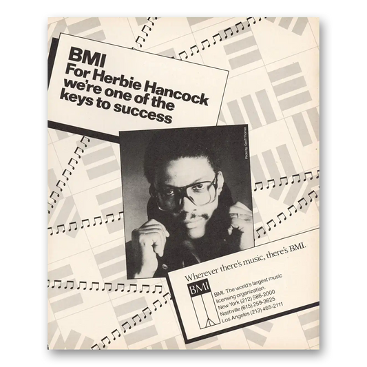 1986 BMI BMI Herbie Hancock One of the Keys to Success Vintage Magazine Print Ad