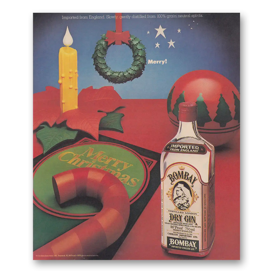 1986 Bombay Gin Merry Vintage Magazine Print Ad