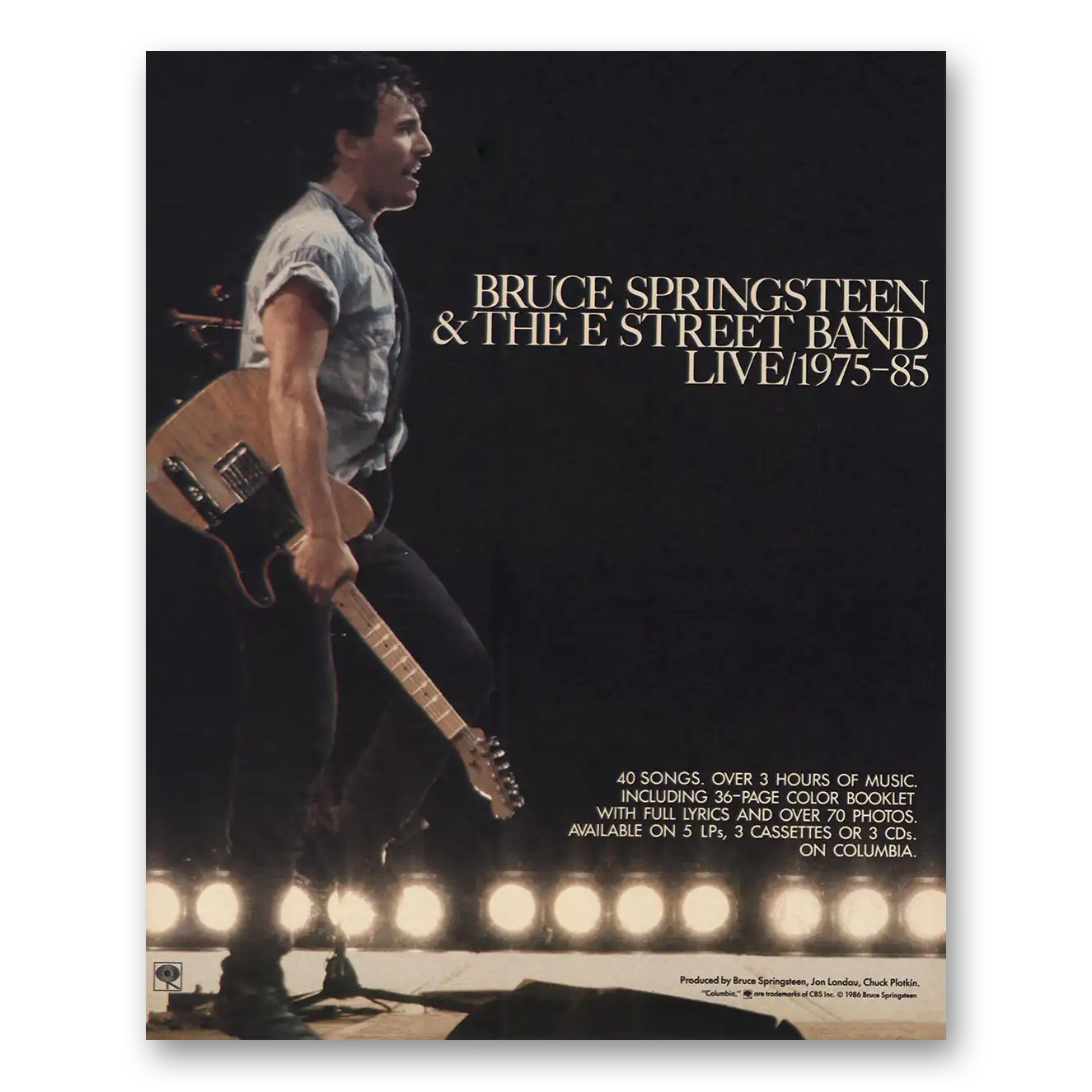 1986 Bruce Springsteen Promo Live 1975-85 Vintage Magazine Print Ad