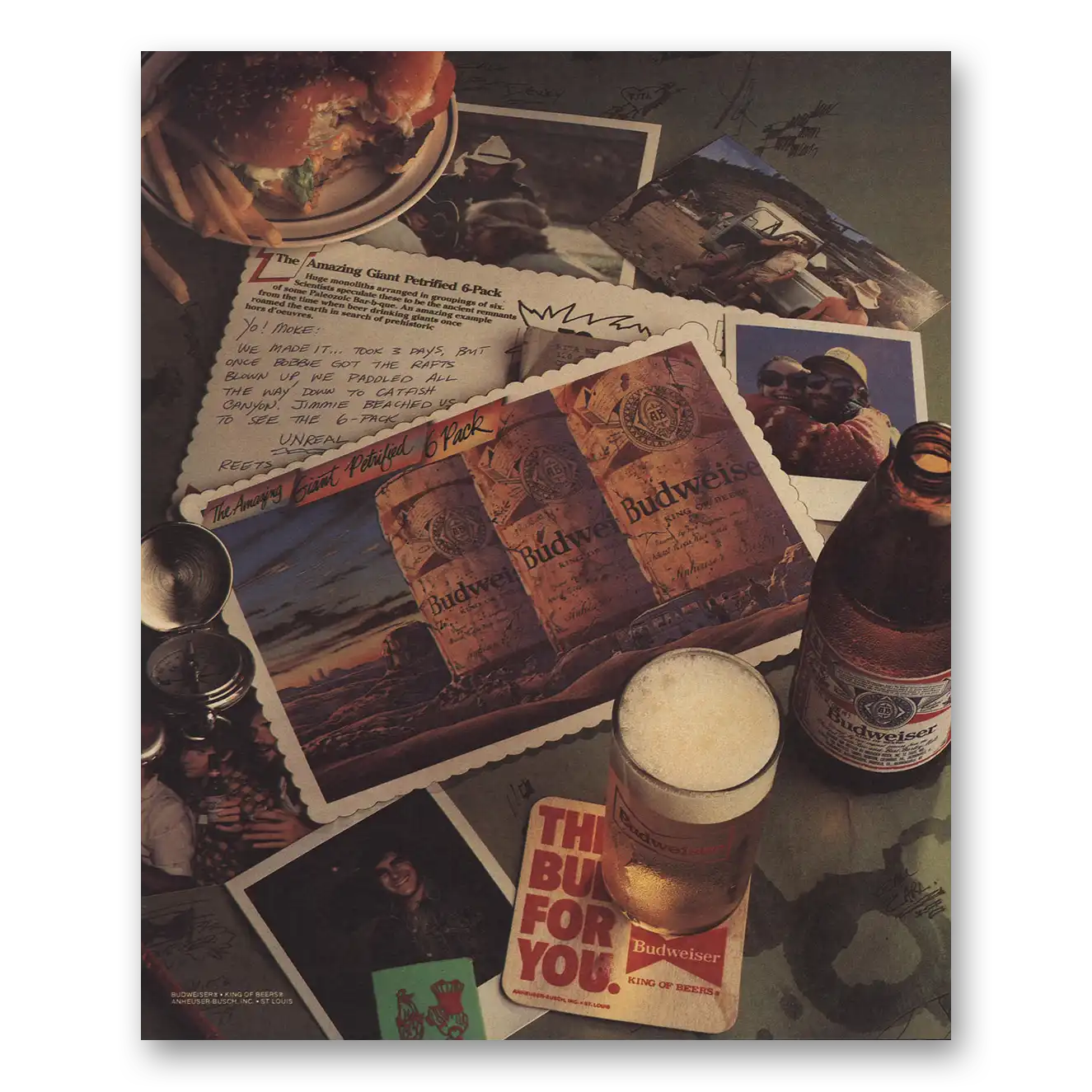 1986 Budweiser Beer Amazing Giant Petrified Vintage Magazine Print Ad