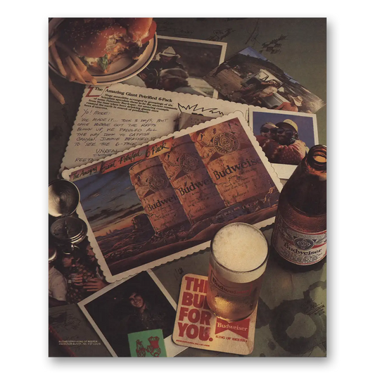 1986 Budweiser Beer Amazing Giant Petrified Vintage Magazine Print Ad