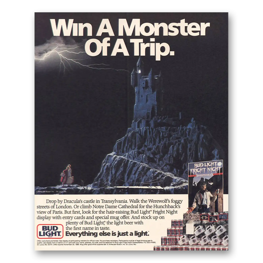 1986 Budweiser Beer Bud Light Monster of Trip Fright Night Vintage Magazine Print Ad