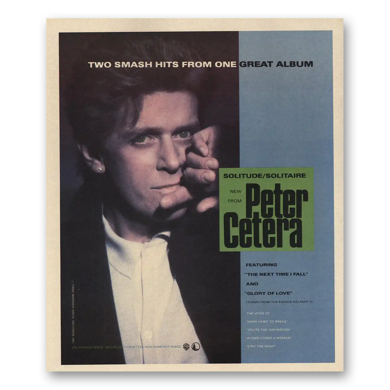 1986 Peter Cetera Promo Solitude Solitaire Vintage Magazine Print Ad