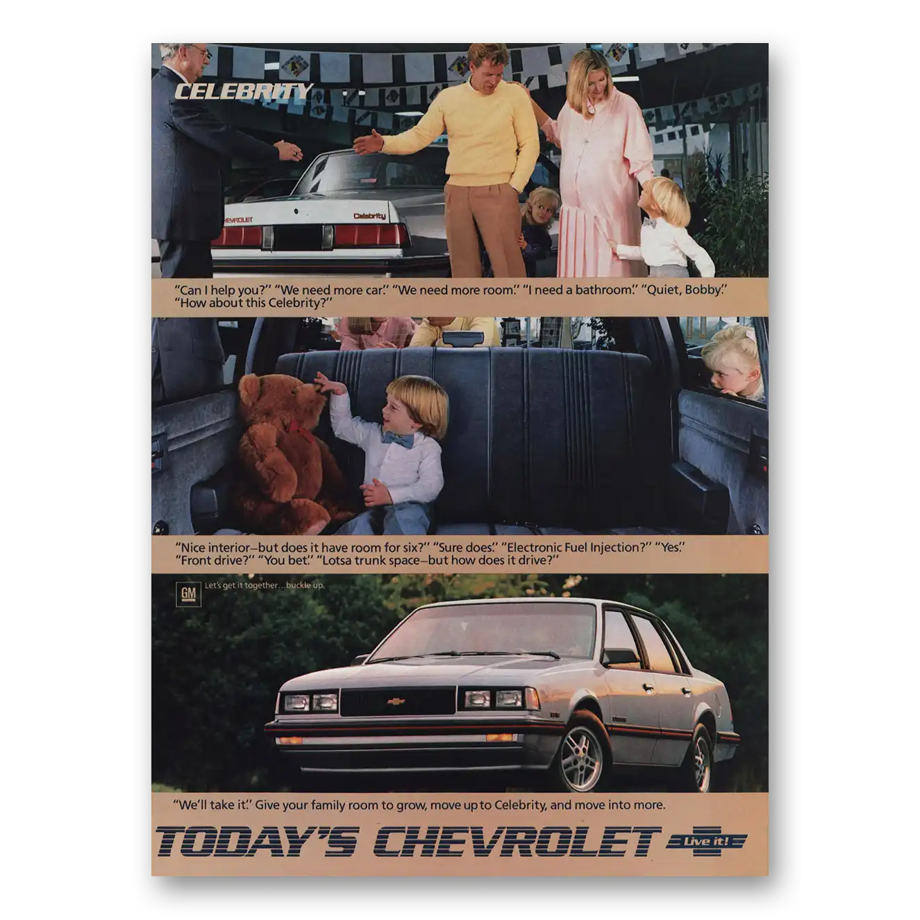 1986 Chevrolet Celebrity Can I Help You We Need More Car Vintage Magazine Print Ad