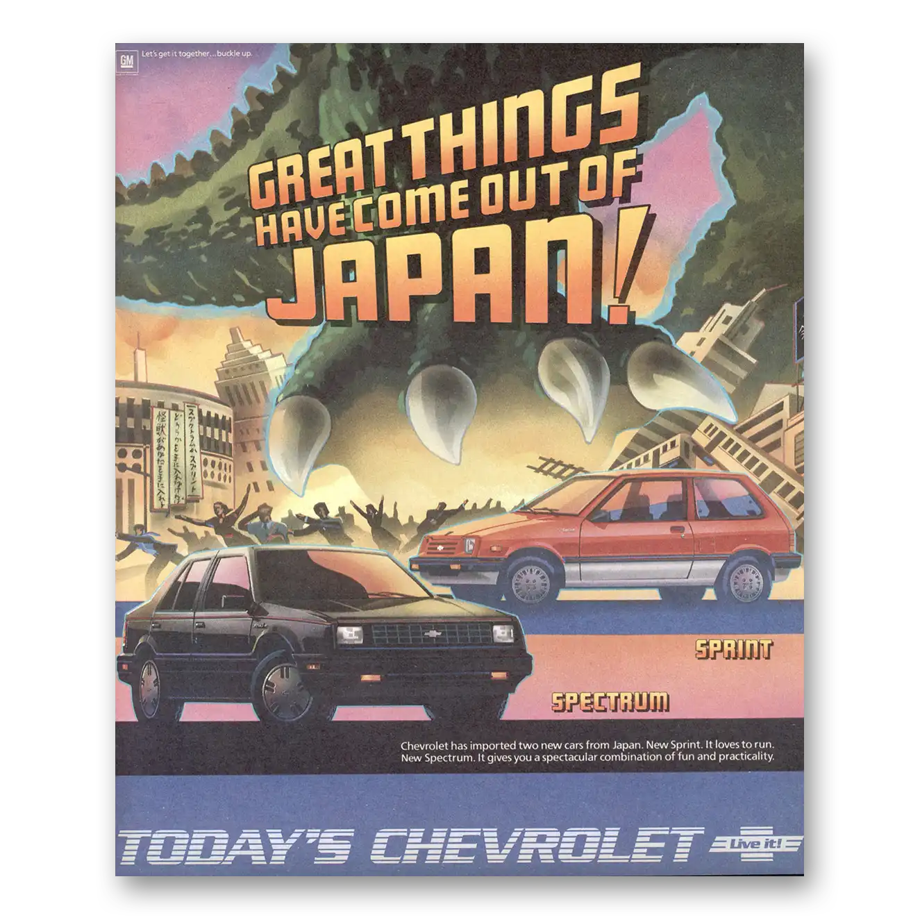 1986 Chevrolet Sprint Great Things Come Out of Japan Vintage Magazine Print Ad