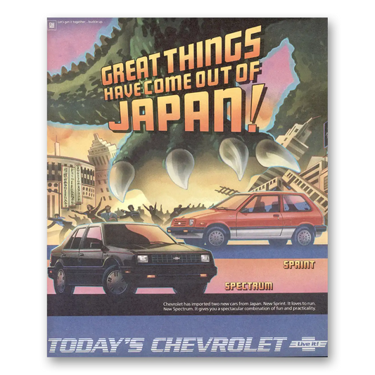 1986 Chevrolet Sprint Great Things Come Out of Japan Vintage Magazine Print Ad