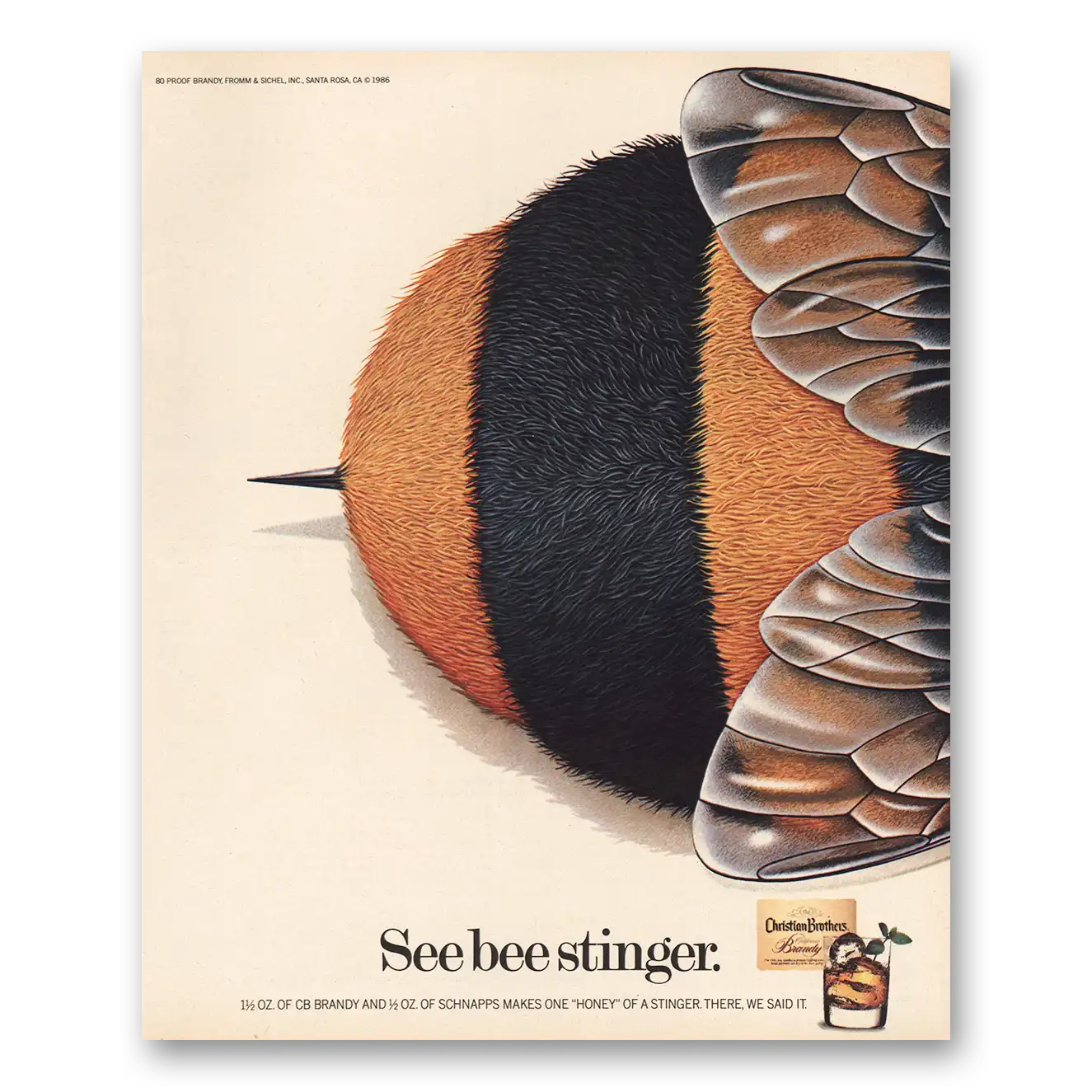 1986 Christian Brothers See Bee Stinger Vintage Magazine Print Ad