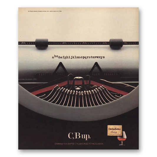 1986 Christian Brothers C B Up Typewriter Vintage Magazine Print Ad