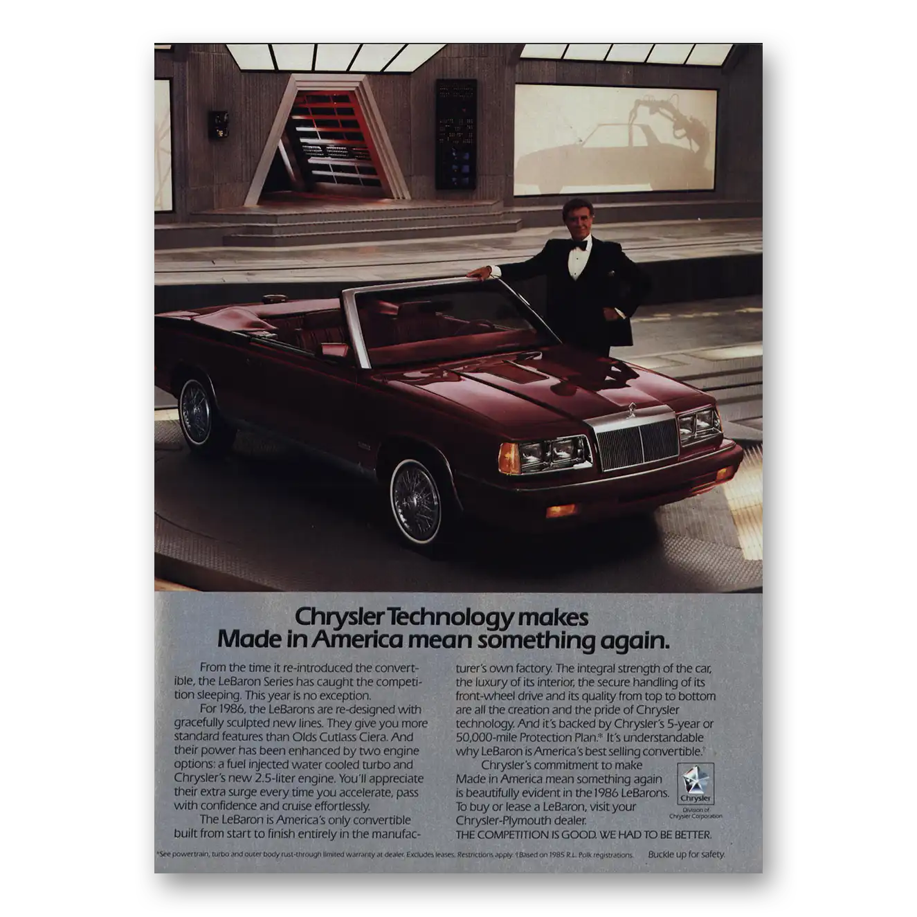 1986 Chrysler LeBaron Makes Made In America Mean Something Vintage Magazine Print Ad