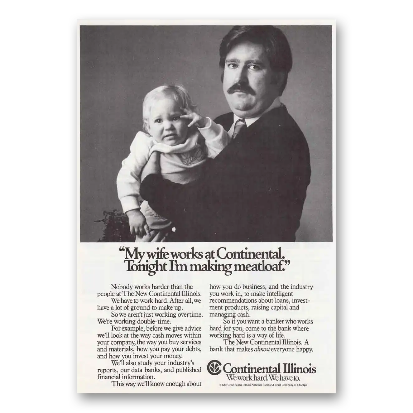 1986 Continental Illinois Making Meatloaf Vintage Magazine Print Ad