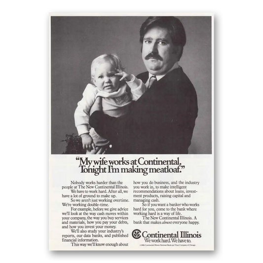 1986 Continental Illinois Making Meatloaf Vintage Magazine Print Ad