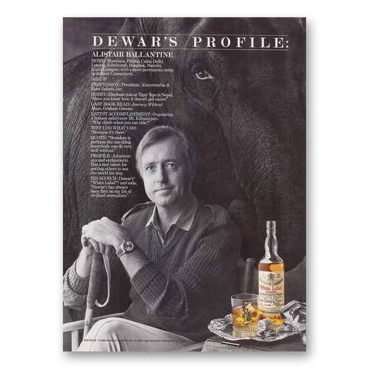 1986 Dewars White Label Alistair Ballantine Vintage Magazine Print Ad