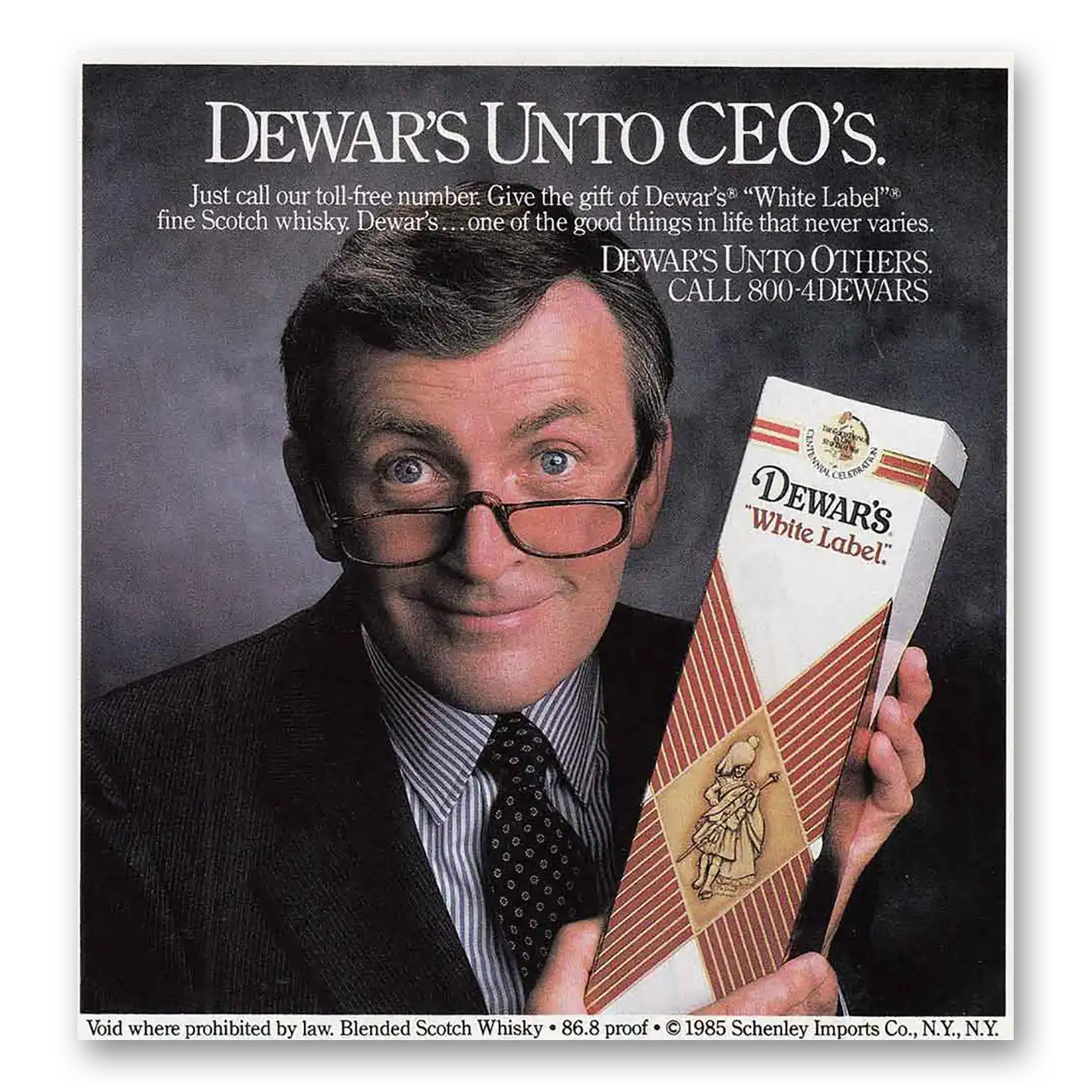 1986 Dewars White Label Dewars Unto CEO's Vintage Magazine Print Ad