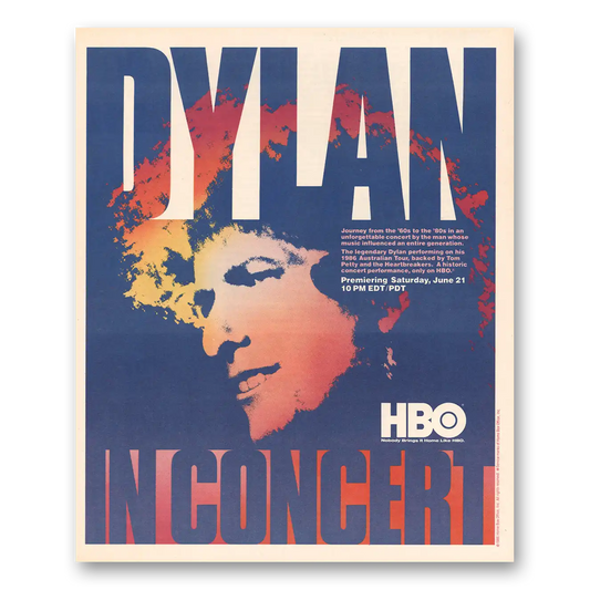 1986 Bob Dylan Promo Dylan In Concert Vintage Magazine Print Ad