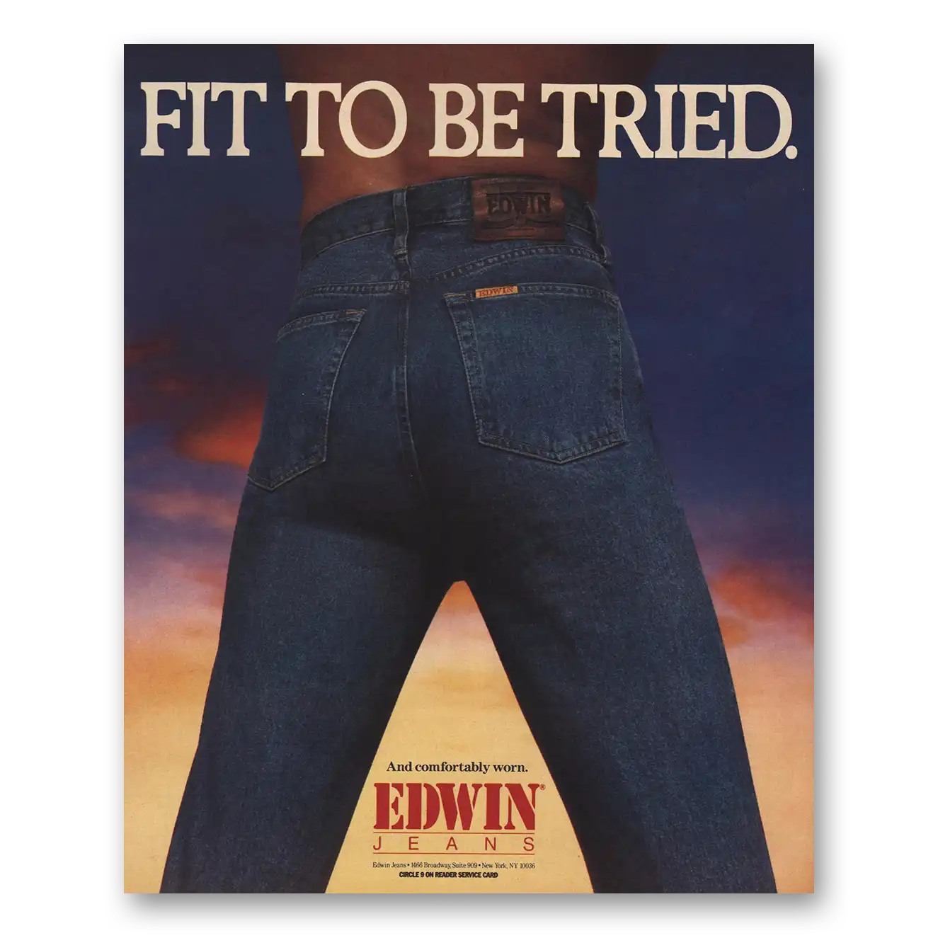 1986 Edwin Jeans Edwin Jeans Fit To Be Tried Vintage Magazine Print Ad