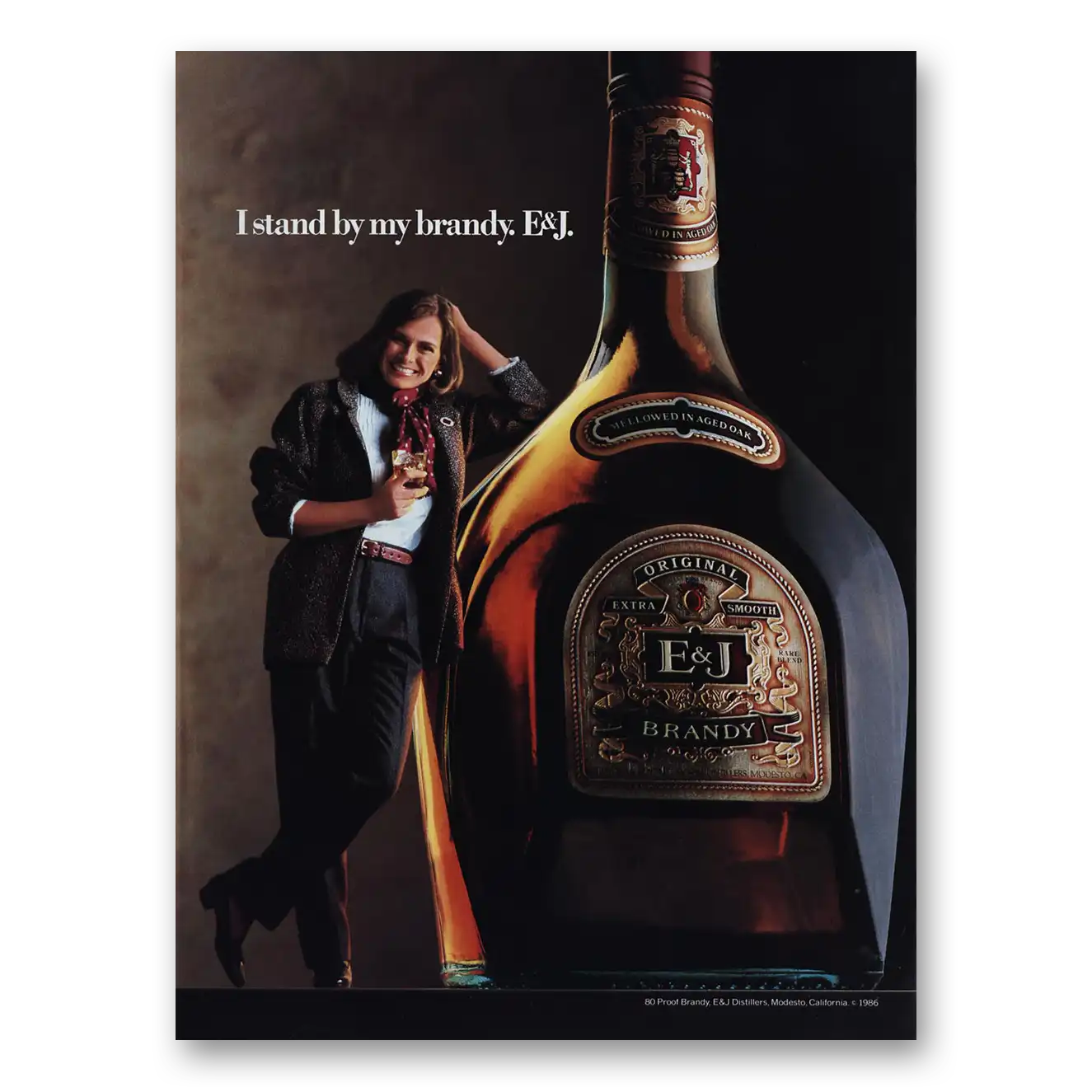 1986 E&J Brandy I Stand By My Brandy Female Vintage Magazine Print Ad