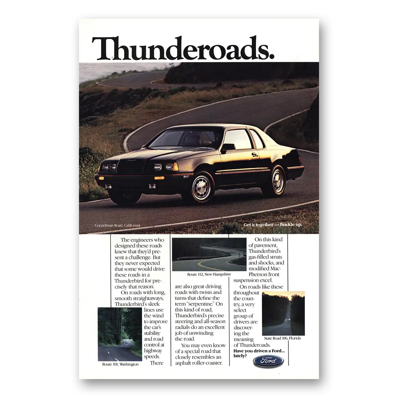 1985 Ford Thunderbird Conzelman Thunderoads Vintage Magazine Print Ad