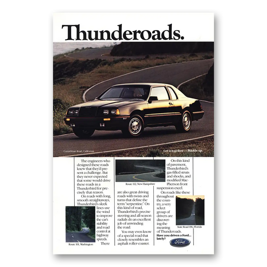 1985 Ford Thunderbird Conzelman Thunderoads Vintage Magazine Print Ad