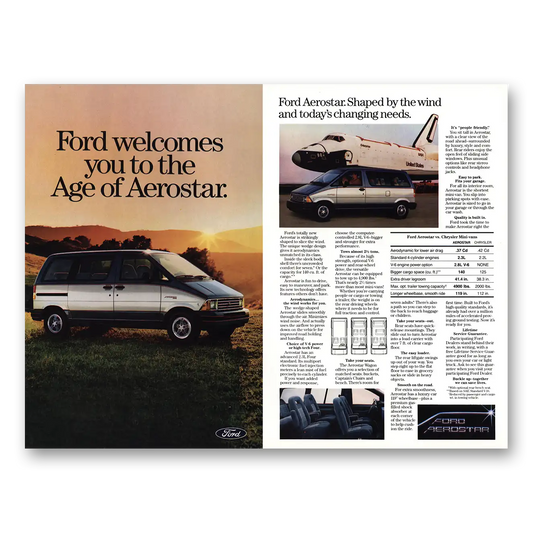 1986 Ford Aerostar Age of Aerostar Shaped by the Wind Vintage Magazine Print Ad