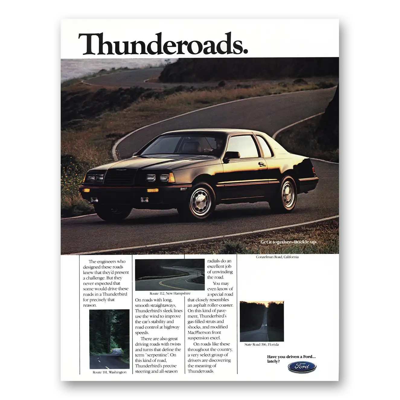 1985 Ford Thunderbird Conzelman Road Thunderoads Vintage Magazine Print Ad