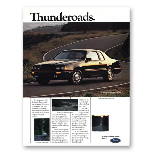 1985 Ford Thunderbird Conzelman Road Thunderoads Vintage Magazine Print Ad