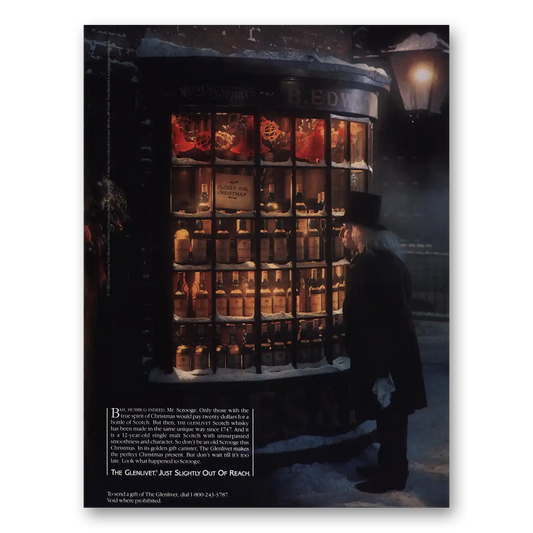 1986 Glenlivet Bah Humbug Indeed Mr Scrooge Vintage Magazine Print Ad