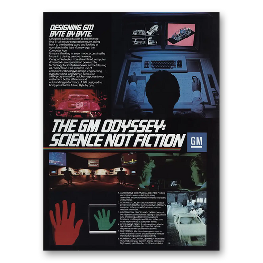 1986 GM Odyssey Byte by Byte Vintage Magazine Print Ad