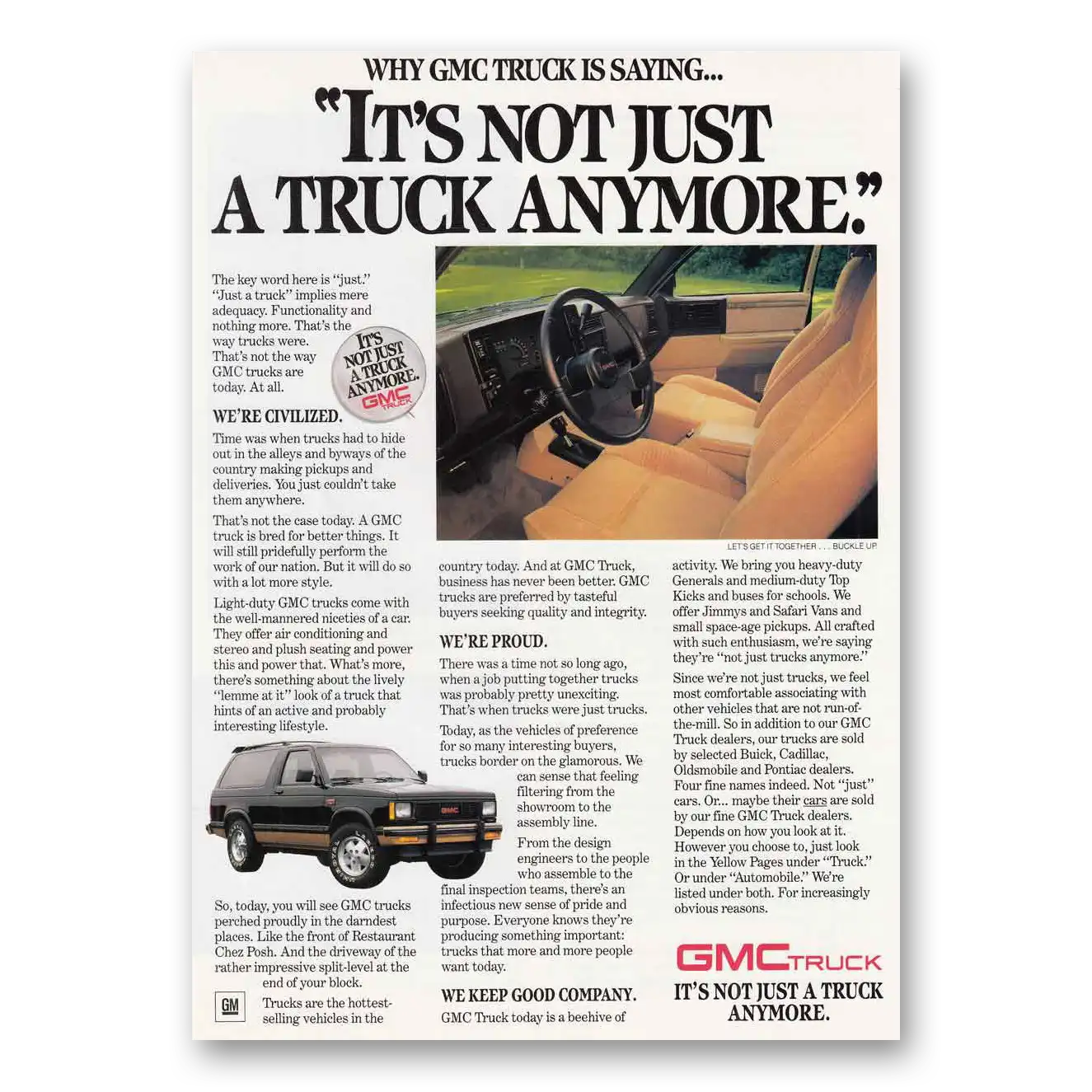 1986 GMC Trucks Truck Not Just a Truck Anymore Vintage Magazine Print Ad