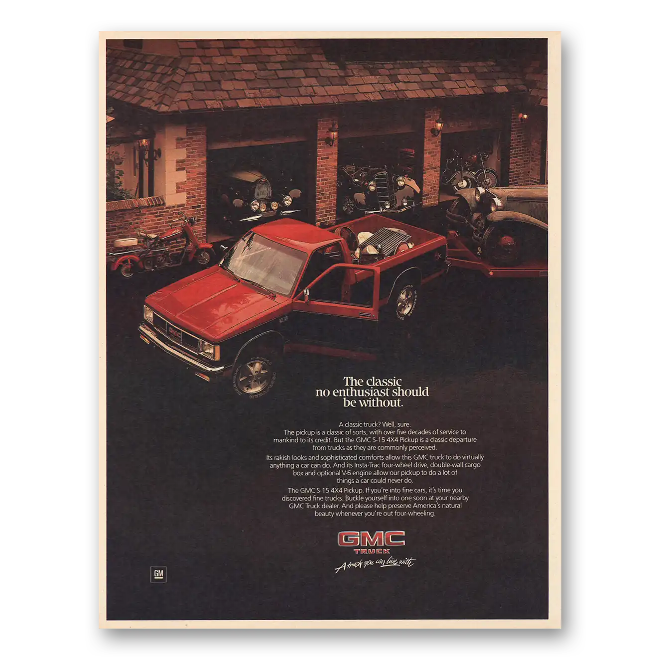 1986 GMC S15 Pickup Truck No Enthusiast Should Be Without Vintage Magazine Print Ad