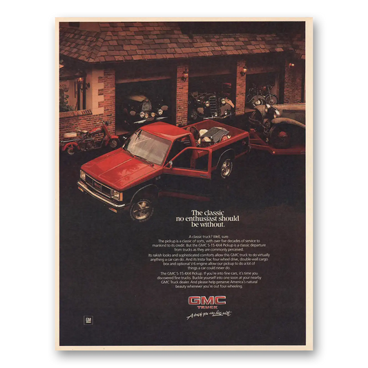 1986 GMC S15 Pickup Truck No Enthusiast Should Be Without Vintage Magazine Print Ad