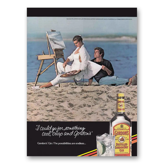 1986 Gordons Gin Painting Beach Vintage Magazine Print Ad