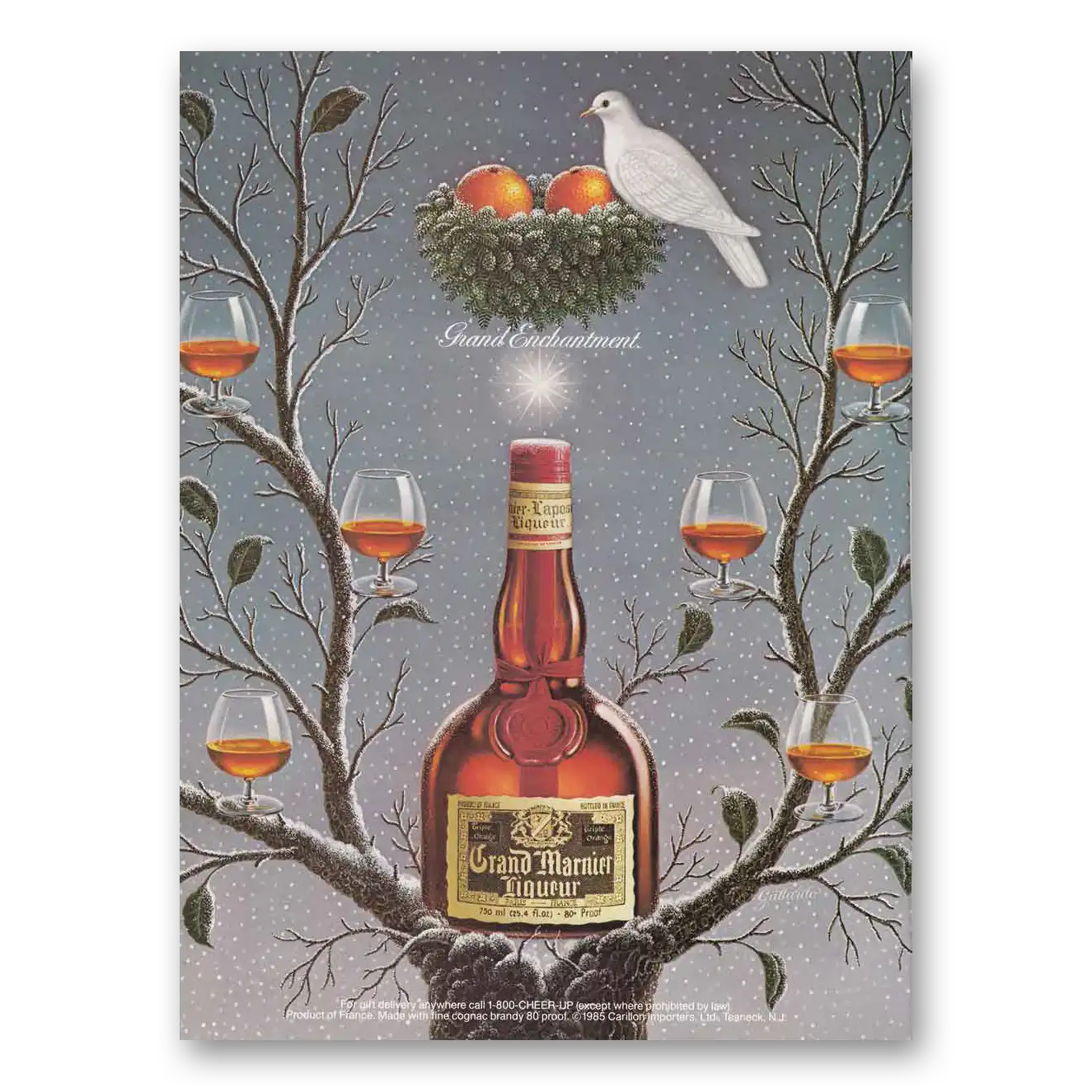 1986 Grand Marnier Grand Enchantment Bird Nest Vintage Magazine Print Ad