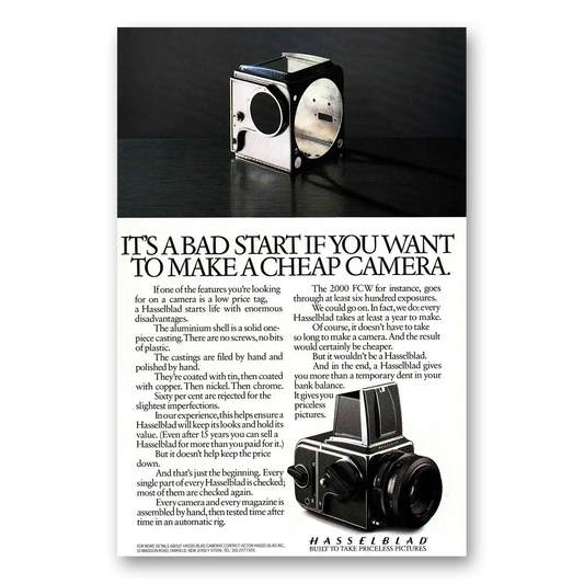 1986 Hasselblad Bad Start Vintage Magazine Print Ad