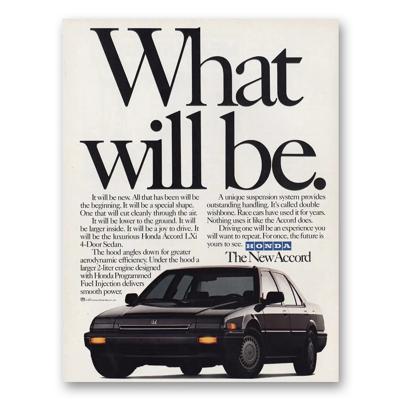 1986 Honda Accord What Will Be Vintage Magazine Print Ad