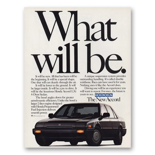 1986 Honda Accord What Will Be Vintage Magazine Print Ad